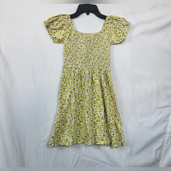 Billabong Other - BILLABONG Girls Beach Love Yellow Gray Floral Smocked Bodice Mini Dress Large
